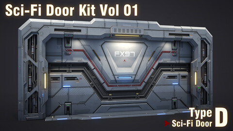 Sci-Fi Door Kit Vol 01-Type D-PBR