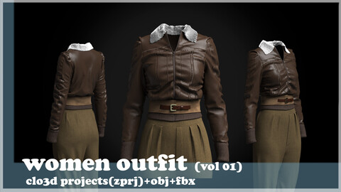 women outfit/clo3d project(ZPRJ)+OBJ+FBX.