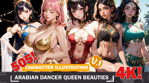 505 Arabian Dancer Queen Beauties Diverse Outfit Character Design Reference Art V1 4K