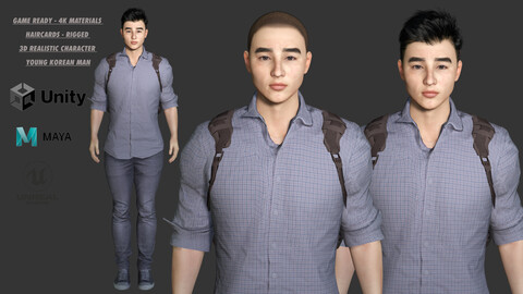 AAA 3D REALISTIC ASIAN MALE CHARACTER - YOUNG COLLEGE STUDENT