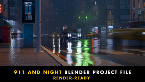 Rainy NewYork - Blender Project File (scene+Textures)