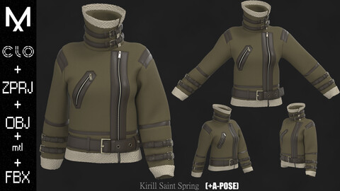 New Jacket Female Marvelous designer/Clo3d OBJ mtl FBX ZPRJ + A-POSE