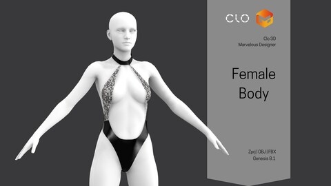 Female Body for Marvelous Designer | Clo3D | zprj project file + OBJ + FBX