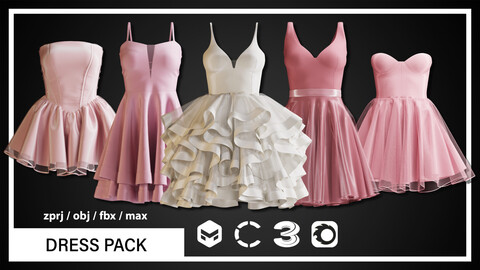 DRESS PACK (CLO3D, MD PROJECTS+OBJ+FBX+.max)