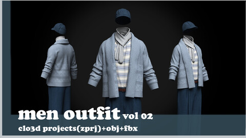 men outfit(vol02)/ clo3d project(ZPRJ)+OBJ+FBX.