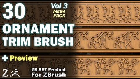 30 ZB ART Ornament Trim Brush For ZBrush - Vol 3