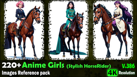 220+ Anime Girls (Stylish Horse Rider) Images Reference Pack - 4K Resolution - V.386