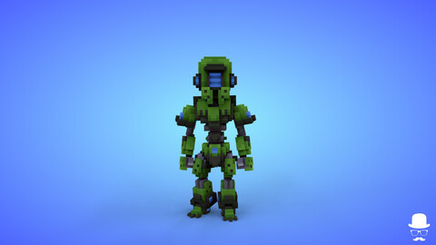 Robot 3 Voxel Character - 3D Lowpoly Model