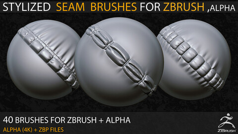 40 STYLIZED SEAM BRUSHED FOR ZBRUSH_ Vol 01