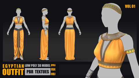 Egyptian Outfit Low Poly 3d Model PBR Textures Vol 01