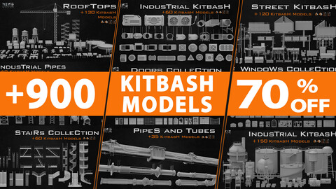 +900 Kitbash Models- 70% OFF