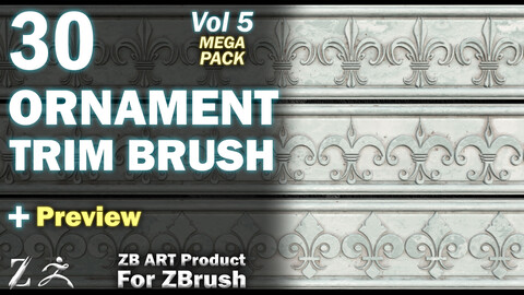 30 ZB ART Ornament Trim Brush For ZBrush - Vol 5