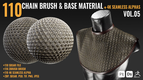 110 CHAIN BRUSHES & BASE MATERIALS + 4K SEAMLESS ALPHAS - VOL 05