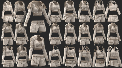 40 models of FEMALE'S outfit megapack 85%off / marvelous & clo3d / OBJ / FBX