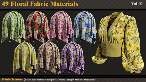 49 Floral Fabric Materials + Textures + SBSAR