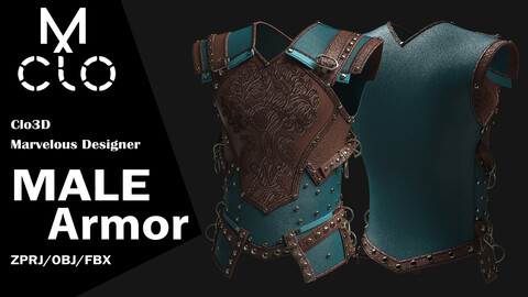 Male Armor / Clo3d / Marvelous designer / Project file / Obj / Fbx / Zprj