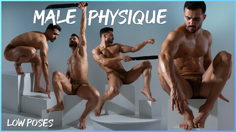 Male Physique- Low Poses- Photo Reference Pack For Artists 647 JPEGs noAI