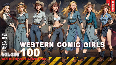 100 4K WESTERN COMIC GIRLS ILLUSTRATIONS - (JPEG & TRANSPARENT PNG) - VOL 306