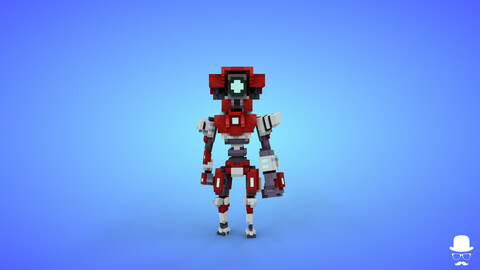 Robot 4 Voxel Character - 3D Lowpoly Model