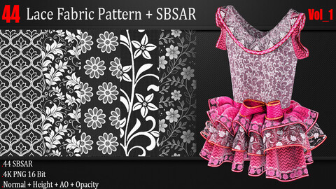 44 Lace Fabric Pattern + SBSAR Vol_01