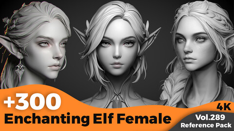 +300 Enchanting Elf Female Head Sculpt Reference Images(4k)