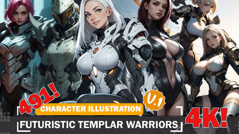 491 Futuristic Templar Warriors Diverse Outfit Character Design Reference Art V1 4K