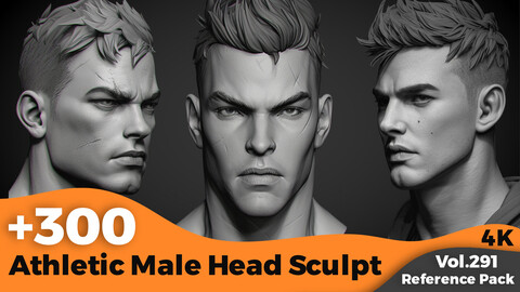 +300 Athletic Male Head Sculpt Reference Images(4k)