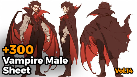 +300 Vampire Male Sheet Reference Images(4k)