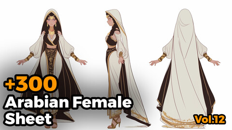 +300 Arabian Female Sheet Reference Images(4k)