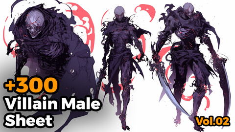 +300 Villain Male Sheet Reference Images(4k)