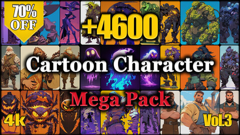 +4600 Cartoon Character Reference Image Pack - MEGA PACK v.3 |4K|