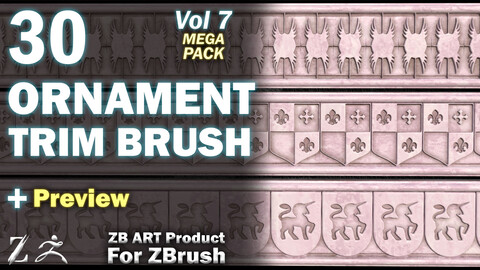 30 ZB ART Ornament Trim Brush For ZBrush - Vol 7