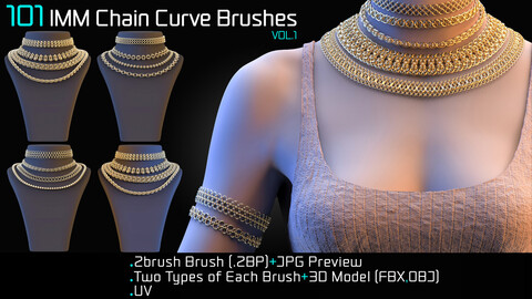 101 IMM Chain Curve Brushes for ZBrush–Vol-1