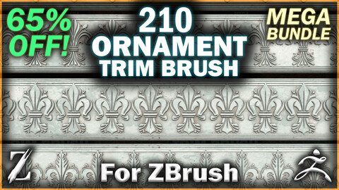 210 ZB ART Ornament Trim Brushes For ZBrush (MEGA BUNDLE)