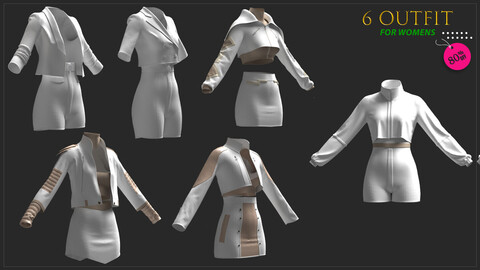 6.models of women's outfit / marvelous & clo3d / OBJ / FBX