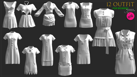 12 Outfit MODELS for female / Marvelous Designer / CLO 3D