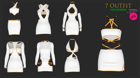 7.models of women's outfit / marvelous & clo3d / OBJ / FBX