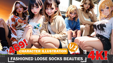 469 Fashioned Loose Socks Beauties Diverse Outfit Character Design Reference Art V2 4K