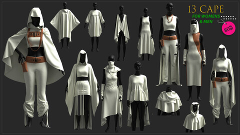 13. Cape MODELS for female / Marvelous Designer / CLO 3D