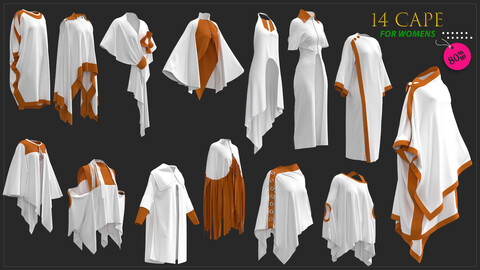 14 Cape MODELS for female / Marvelous Designer / CLO 3D