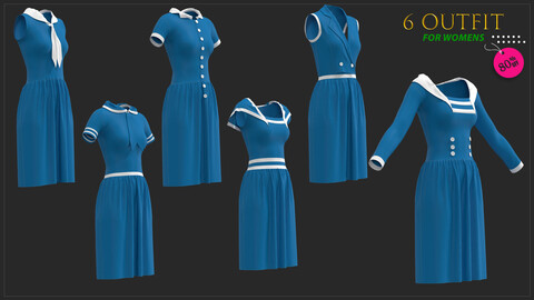 6.models of women's outfit / marvelous & clo3d / OBJ / FBX