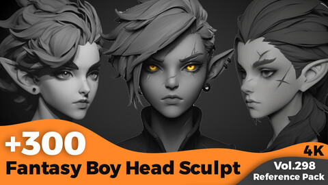 +300 Fantasy Boy Head Sculpt References Images(4k)