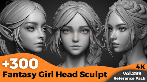 +300 Fantasy Girl Head Sculpt References Images(4k)