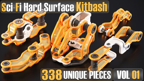 Sci-Fi Hard Surface Kitbash 338 PIECES APack Vol01