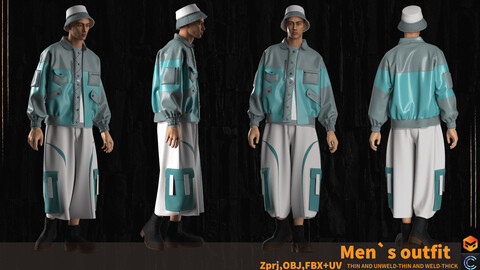 MEN`S OUTFIT2 (MARVELOUS AND CLO3D)( ZPRJ,FBX,OBJ)