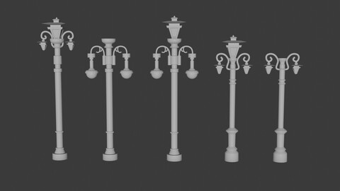 Detailed 3D Lamp Posts for Scale Models