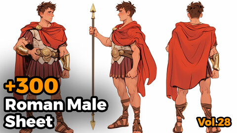 +300 Roman Male Sheet Reference Images(4k)