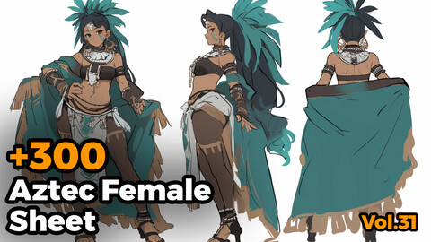 +300 Aztec Female Sheet Reference Images(4k)