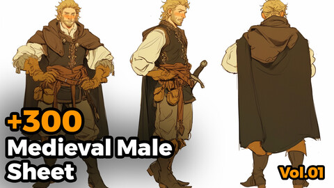 +300 Medieval Male Sheet Reference Images(4k)