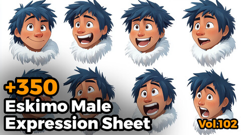 +350 Eskimo Male Expression Sheet(4k)